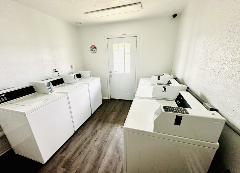 Brand new air-conditioned laundry room on-site opened August 2023. $2 per load.